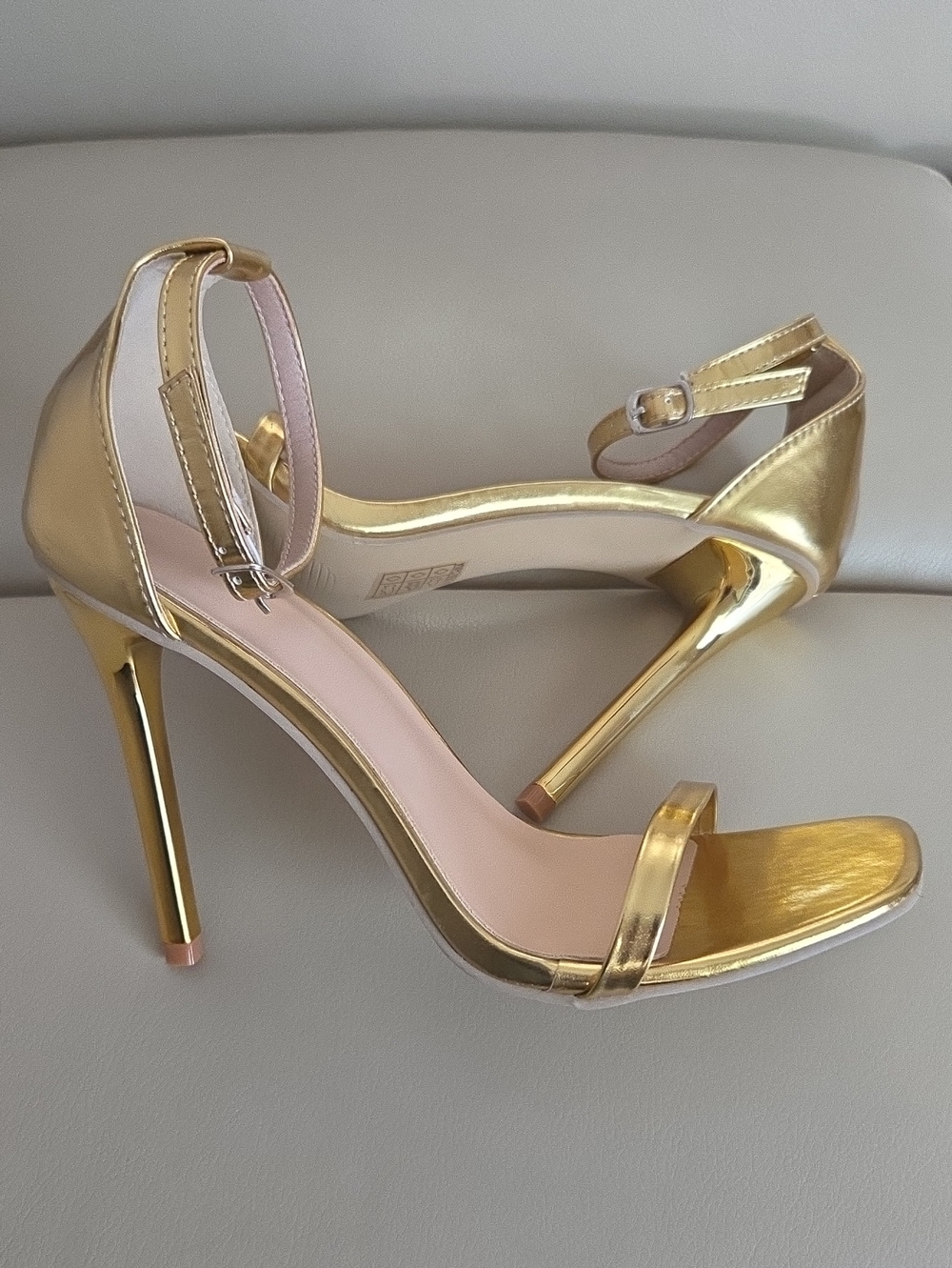 Gold Ankle-Strap Stiletto Sandals - Elegant Evening Heels